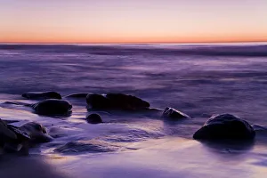 La Jolla Prints: Rocks and beach at sunset, La Jolla