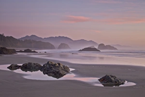 Sea Stacks Prints: Rocks and sea stacks at sunset