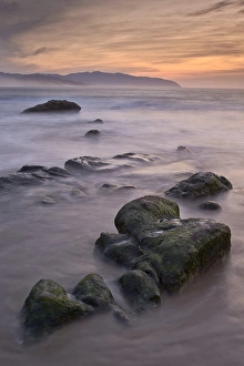Oregon Prints: Rocks at sunset, Pacific City, Oregon, United States of America, North America