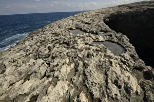 Rocky coast in Bugibba, Malta, Mediterranean, Europe