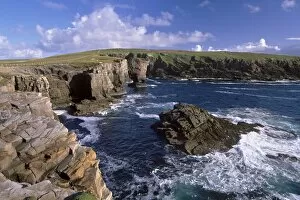 Rocky coast of Mainland with Yesnaby castle