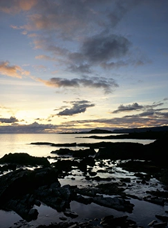Argyll And Bute Prints: Rocky coastline at dusk