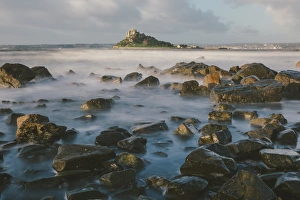 Stereotypically British Prints: Rocky shoreline and St. Michaels Mount