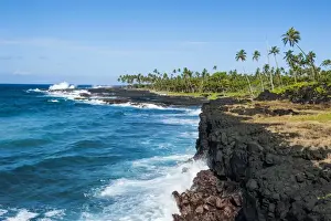 Rocky south coast near the Alofaaga blowholes on the south of Savaii, Samoa, South Pacific, Pacific