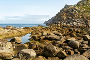 Rodas Fault geological feature, Cies Islands, Atlantic Islands Galicia Maritime Terrestrial National Park, Galicia, Spain, Europe