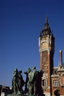 Rodins Burghers and town hall, Calais, Nord-Pas-de-Calais, France, Europe
