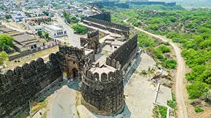 Fortifications Prints: Rohtas Fort displays historical architecture and structure in Punjab region of Pakistan with surrounding landscape