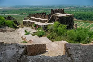 Fortifications Prints: Rohtas Fort presents a historical site with ancient architecture and a view of the countryside in Punjab
