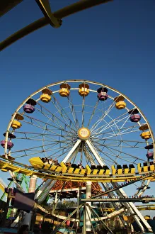 Ferris Wheel Prints: A rollercoaster at the Santa Monica Pier