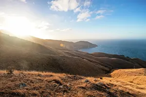 Wonders Prints: Rolling hills meet the Pacific Ocean at French Pass in Marlborough Sounds on New Zealand's South Island during