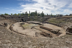 Amphitheatre Prints: Roman Amphitheater, Merida, Badajoz, Extremadura, Spain, Europe