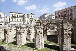 Amphitheatre Prints: The Roman amphitheatre in Lecce, Puglia, Italy, Europe