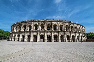 Amphitheatre Prints: Roman amphitheatre, Nimes, Gard, Occitania, France, Europe