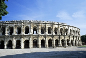Nimes Prints: Roman arena, Nimes, Languedoc-Roussillon, France, Europe