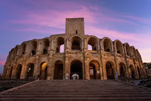 Amphitheatre Prints: The Roman Arles Amphitheatre at sunset