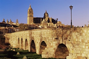 Old Castile Prints: The Roman bridge and city from the Tormes River