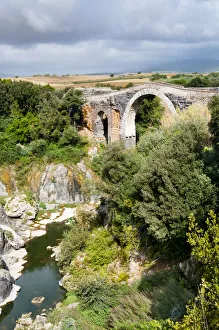 Province Of Viterbo Prints: Roman Bridge of the Devil, River Fiora, Vulci, Province of Viterbo, Lazio, Maremma, Italy