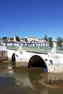 River Gilao Prints: Roman Bridge and Old Town, Tavira, Algarve, Portugal, Europe