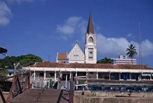 Dar Es Salaam Prints: Roman Catholic cathedral and waterfront building, Dar-es-Salaam, Tanzania