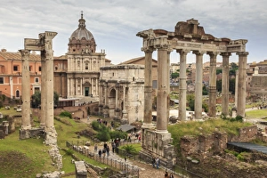 Historic Centre Prints: Roman Forum ruins, elevated view from Campidoglio, Historic Centre, Rome, UNESCO