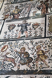 Images Dated 8th March 2008: Roman mosaic at Villa Romana del Casale, UNESCO World Heritage Site, Piazza Armerina