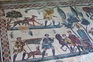 Images Dated 8th March 2008: Roman mosaic at Villa Romana del Casale, UNESCO World Heritage Site, Piazza Armerina