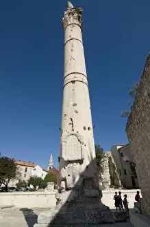 Roman pillar in the town of Zardar, Croatia, Europe