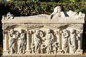 Ancient Rome Prints: Roman sarcophagus, Ostia Antica archaeological site