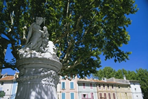 Pedestal Prints: Roman statue, Old Town, Orange, Vaucluse, Provence, France, Europe