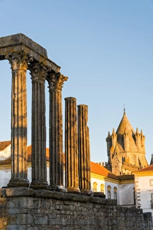 Alentejo Prints: Roman temple of Diana in front of the Santa Maria Cathedral, UNESCO World Heritage Site
