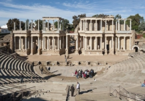 Amphitheatre Prints: Roman Theater, Merida, UNESCO World Heritage Site, Badajoz, Extremadura, Spain, Europe
