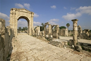 Roman triumphal arch and colonnaded street