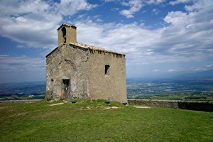 Ardeche Prints: Romanesque chapel above Saint Romain de Lerps, Ardeche, France, Europe