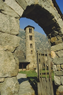 Andorra Prints: Romanesque church, 12th century bell tower, Santa Coloma, Andorra