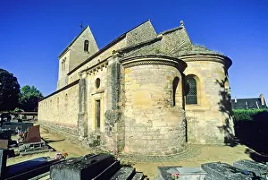 Cemetery Prints: Romanesque church of Saint-Hilaire at Saint-Thierry