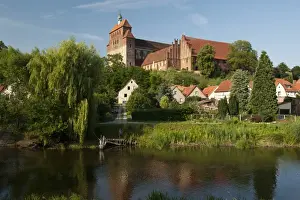 Saxony Anhalt Prints: Romanesque St. Mary Cathedral dominates town of Havelberg on the Havel River