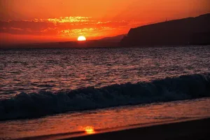 Glow Prints: Romantic sunset over the sea and coastal landscapes in Almeria, Spain