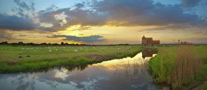 Glowing Gallery: Romney Marsh and Fairfield Church near Brookland, Kent, England, United Kingdom, Europe