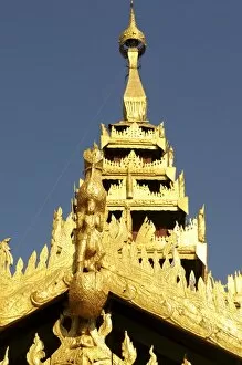 Roof of a golden temple in Bagan, Myanmar, Asia