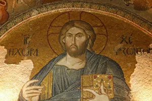 Christ Prints: Roof mosaic of Christ the Pantocrator, Church of St. Saviour in Chora, Istanbul, Turkey