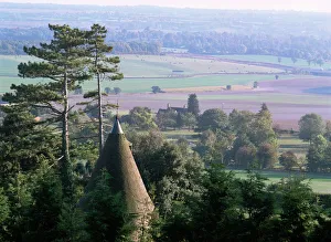 Kent Prints: Roof of oasthouse, Thurnham village, near Maidstone, North Downs, Kent