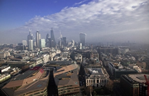 Metropolis Prints: Rooftop view over London on a foggy day from St