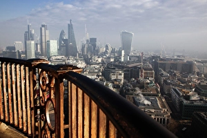Haze Prints: Rooftop view over London on a foggy day from St