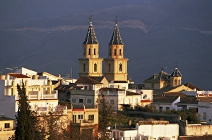 Alpujarras Prints: Rooftops and church at sunset