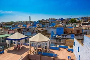 Blue City Prints: Rooftops in Jodhpur, the Blue City, Rajasthan, India, Asia