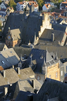 Images Dated 19th October 2009: Rooftops of medieval buildings in Marburg, including the Town Hall and Old University, Marburg