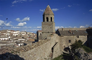 Rooftops of town from the castle, Bovino, Puglia, Italy, Europe