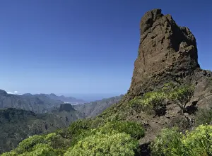 Tejeda Prints: Roque Bentaiga, 1412m, and the view west towards San Nicholas from the footpath