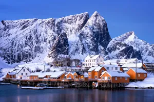 Sakrisoy Prints: Rorbuer huts, rorbu, Sakrisoy, Moskenesoy, Lofoten Islands, Nordland, Norway, Europe