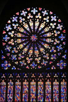 Images Dated 24th February 2000: Rose window, Saint-Vincent cathedral, St. Malo, Ille-et-Vilaine, Brittany, France, Europe